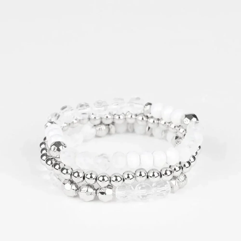 Paparazzi Jewelry Accessories - Sugary Shimmer - White Bracelet - Vintage - Picture 4 of 4